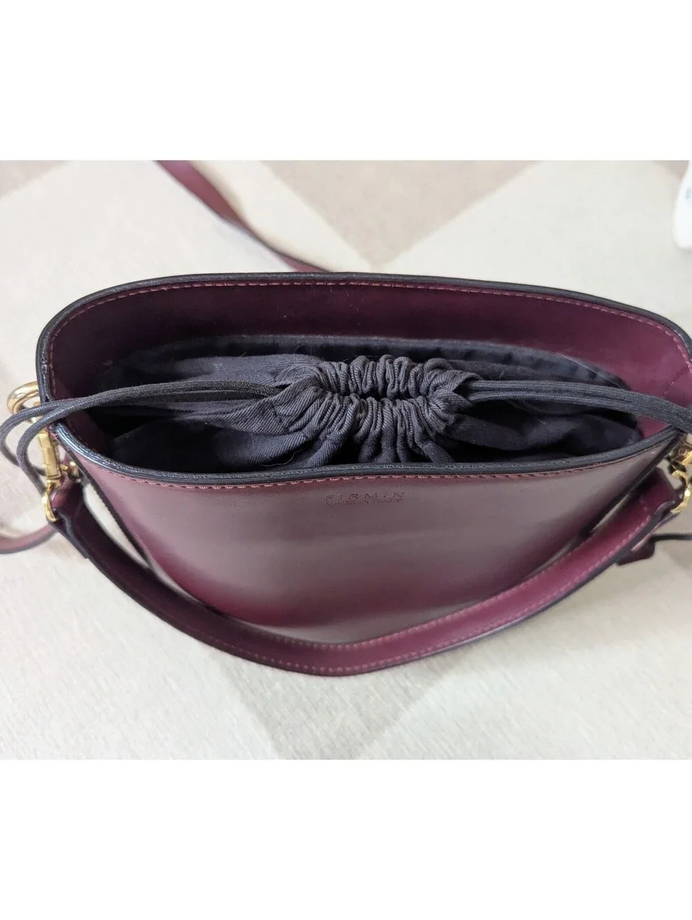 Firmin Made in Italy burgundy leather bucket bag